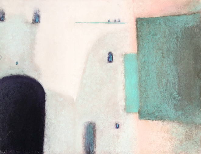 Olga Kosheleva, Wand und Zeit, 2023, Pastel auf Papier, 50x60 cm.